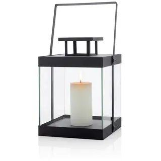 BLOMUS Laterne Glas, Metall, Stahl B:27 cm H:30,5 cm T:27 cm 1x Kerzenhalter schwarz