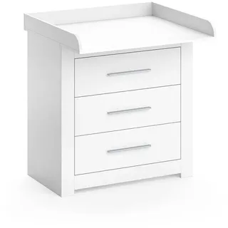 Vicco Wickelkommode Miro Weiß 86.6 x 86.5 cm , Weiß, Silberfarben , Holzwerkstoff , 3 Fächer , 3 Schubladen , Rechteckig , 86.6x86.5x48.5 cm , Babymöbel & Kindermöbel, Babyzimmer, Wickelkommoden & Zubehör, Wickelkommoden