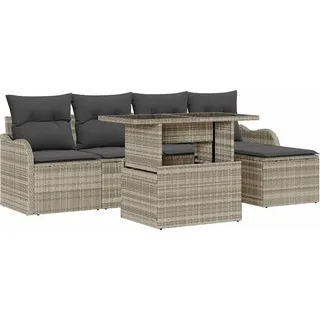 vidaXL Gartensofa-set mit Kissen 6 pcs Hellgrau Polyrattan - Hellgrau