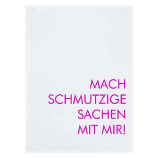 Geschirrtuch weiss, MACH SCHMUTZIGE SACHEN MIT MIR, neon pink