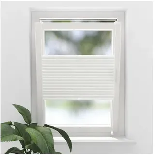 SOLUNA Faltenplissee mit Seitenverspannung Thermo verdunkelnd ohne Bohren weiß 7