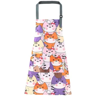 AIRTILY 1 Stück Katze Gedruckte Schürze, Niedliche wasserdichte Schürze, Kreative Und Lustige Schürze, Geeignet Zum Kochen, Hausarbeit, Gartenarbeit.