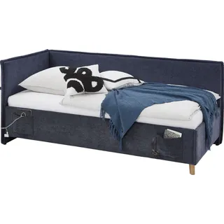 Meise Möbel meise.möbel Kinderbett »FUN II«, Polsterbett wahlweise mit Bettkasten, Jugendbett inkl. USB-Anschluss, blau