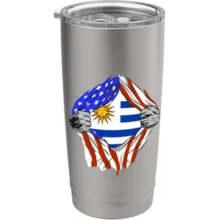 Uruguay Flagge Truhe USA Uruguayan Pride Uruguayische Wurzeln Doppelwandiger Edelstahl-Thermobecher