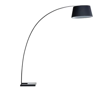 BELIANI Stehlampe Schwarz Metall 188 cm Stoffschirm Marmorfuß langes Kabel mit Schalter Bogenlampe Modernes Design - Schwarz, Weiß