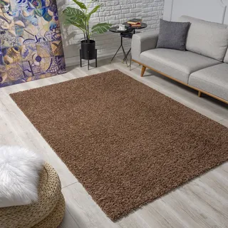 Hochflor-Teppich SANAT "LOCA , auch als Läufer und in Rund" Gr. 6, braun (dunkelbraun), B:200cm H:30mm L:290cm, Kunstfaser, Teppiche, Hochflor-Teppich, Wohnzimmer, Langflor, Shaggy, Schlafzimmer