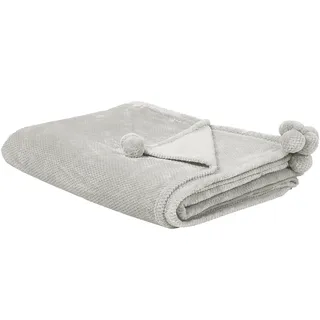 Beliani Saitler Kuscheldecke 200 x 220 cm Hellgrau/Silber