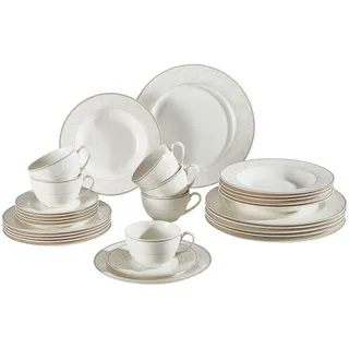 Ritzenhoff Breker Kombiservice , Weiß, Beige , Keramik , 30-teilig , Ornament , 200 ml,200 ml , Lfgb , Geschirr, Geschirrsets, Kombiservice