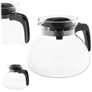 KADAX Glaskanne 1,7L, Kaffeekanne aus hitzebeständigem Glas für Tee, Kaffee und Saft, Teekanne mit ergonomischem Griff und abnehmbarem Deckel (Schwarz)
