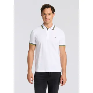 Poloshirt BOSS GREEN "Paddy", Herren, Gr. 4XL, weiß (open weiß112), Jersey, Obermaterial: 100% Baumwolle, regular fit, hoch geschlossener Ausschnitt, eng Bündchen, Shirts Poloshirt, atmungsaktive Piqué-Webstruktur, Flachstrickkragen, gerader Schnitt