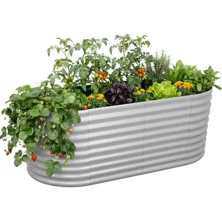 relaxdays Hochbeet Metall halbrund - Grau