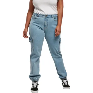 Urban Classics Damen Ladies Organic Stretch Denim Cargo Pants clearblue Bleached, 28