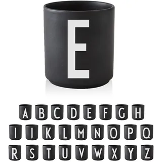 Design Letters Porzellan Kaffeetassen A-Z | Schwarze Tassen für Weihnachten, Weihnachtsgeschenke Kleinigkeiten, Weihnachtsgeschenke für Frauen, Männer | Kaffeebecher | Tasse Personalisiert | 250 Ml