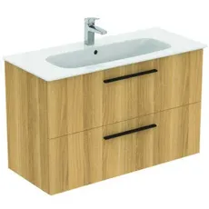 Ideal Standard i.life A Möbelpaket m. Waschtisch 100cm, u. Schrank, Griff schwarz, K8746, Farbe: Eiche Natur