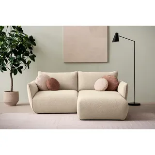 DOMO. collection Ecksofa Minas, kleines Modulsofa in L-Form mit Taschenfederkern und attraktiver Biese-Naht, Sofa, Polsterecke, Eckcouch 194 x 168 x 79 cm (BxTxH), beige