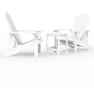 Adirondack-Gartenstühle mit Tisch HDPE Weiß - Weiß