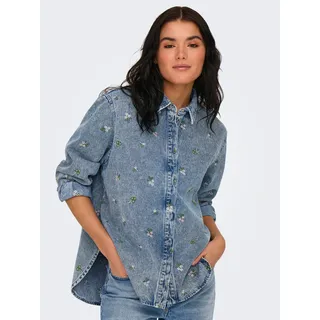 Only Onlvera L/S Flower Emb Shirt Blau M